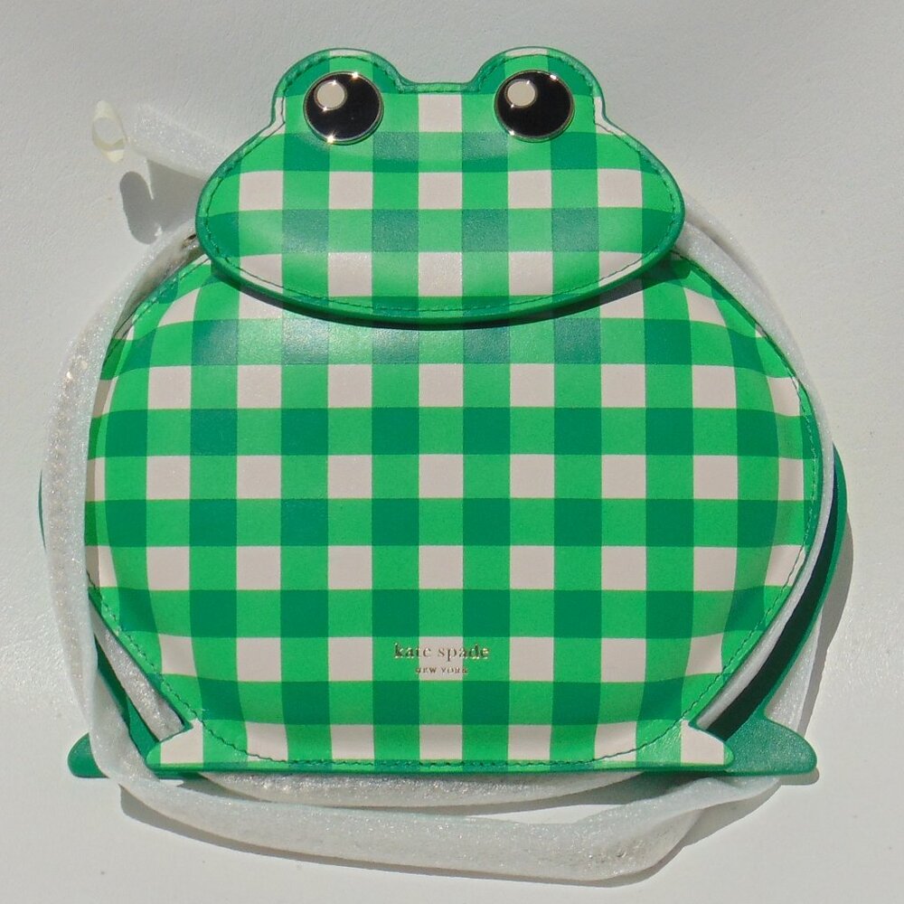 Kate Spade New York Green Gingham Hoppkins Frog Crossbody Bag HARD TO FIND! NWT!